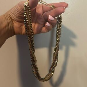 Rhinestone 16-18” twistable necklace in tan and brown